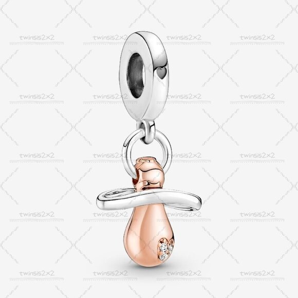 Pandora Baby Pacifier Dangle Charm|Two-tone - Picture 1 of 2